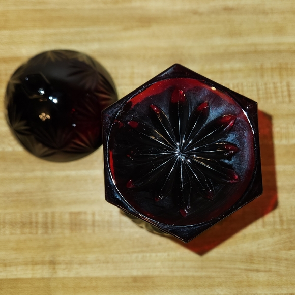 Luminary Ruby Red Egg Shaped Pressed Glass Candy - Picture 3 of 6